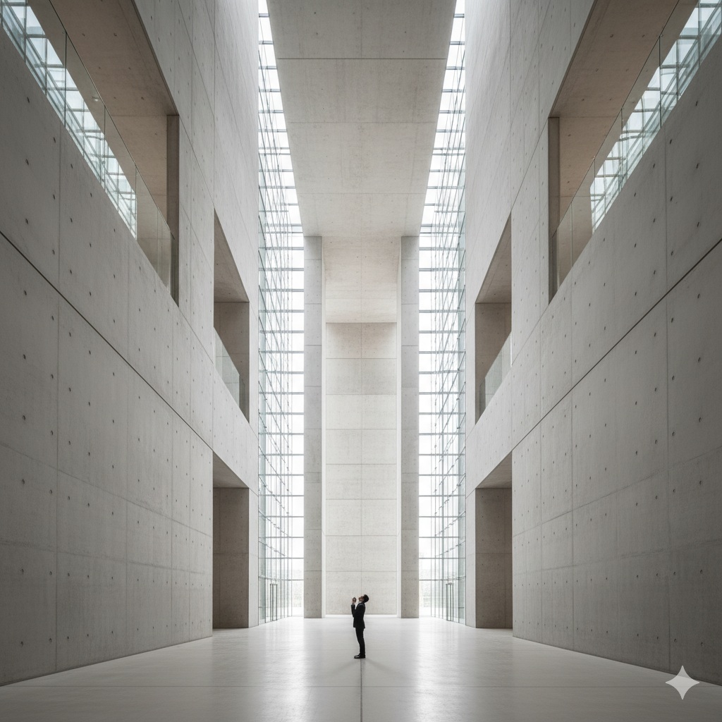 Detalhe arquitetônico em pedra escura e metal escovado